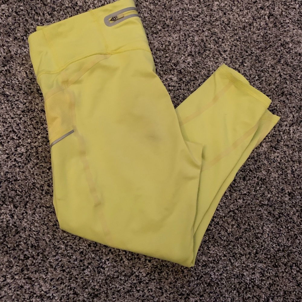 Neon yellow athleta Cropped workout leggings